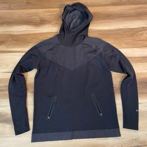 Nike Hoodie Womens XL Black Seamless Funnel Sweatshirt Thumbholes Dri Fit